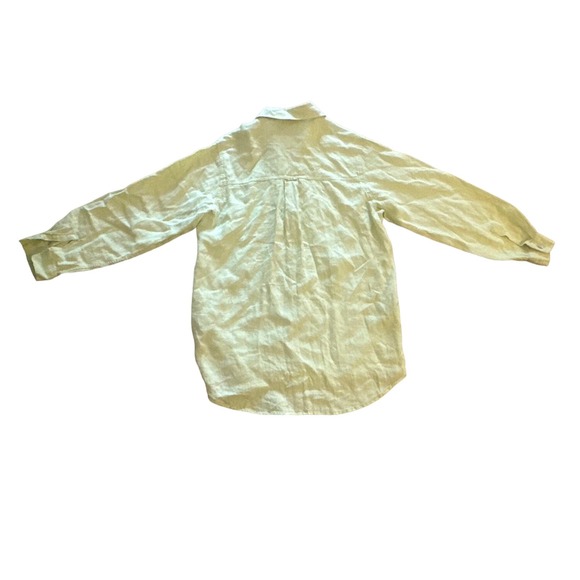 Women 1 M Chico's Design 100% Linen Button-Down Lime Green Blouse Shirt Top - Picture 4 of 6